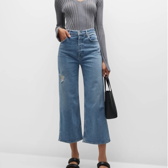 NWT $228 Citizens Of Humanity Sacha Straight Wide Cropped Jeans  - size 32! - Picture 1 of 7